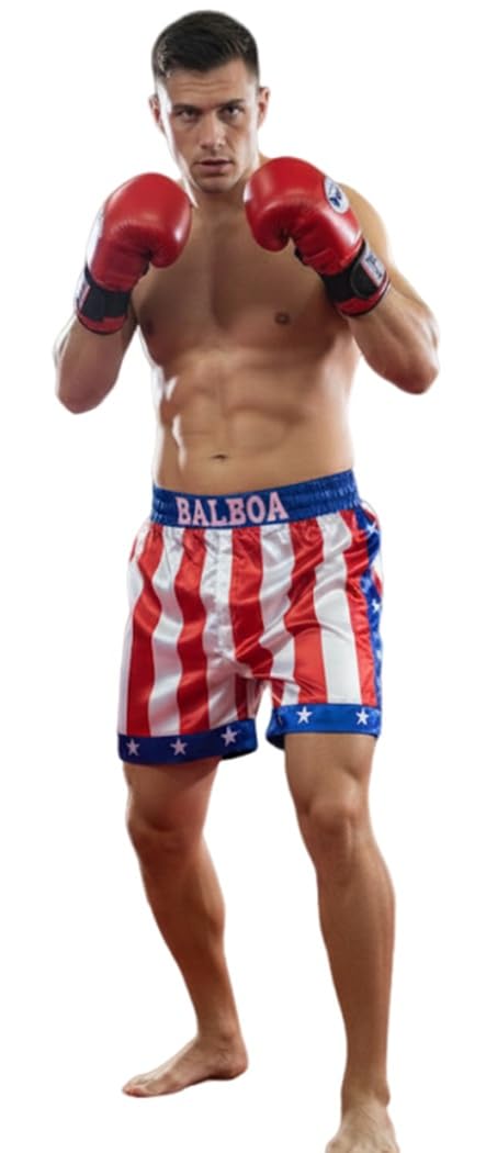 Balboa Short de boxe Motif drapeau américain Apollo Creed