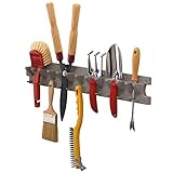 Suncast V713 2 Foot Wall Mounted Garage Garden Hand Tool Organizer with Smart Tilt Back Design and 30 Pound Total Capacity, Platinum, 2 Pack