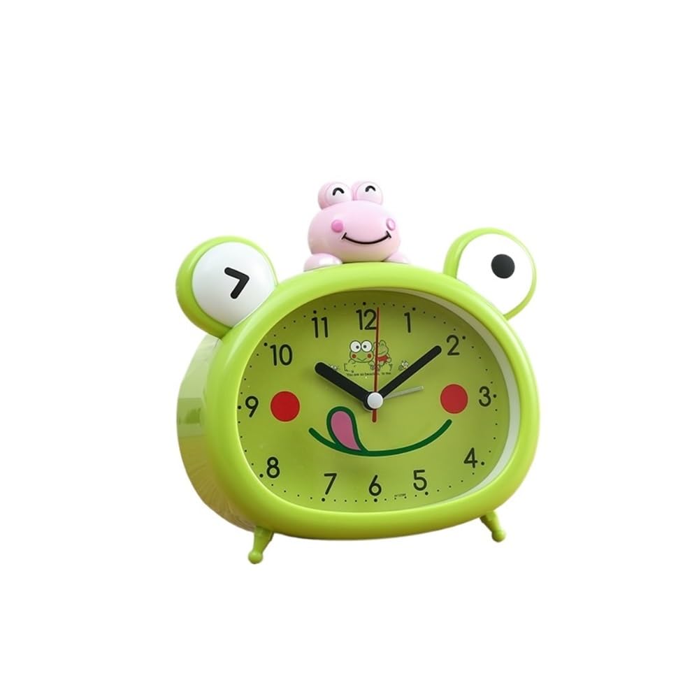 NIUHUAHUI Alarm Clock, Cartoon frog boy alarm clock cute female students with bedside desk mute bedroom(Pink)