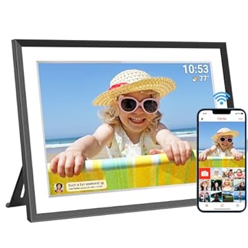 Cornice digitale Wi-Fi 10,1 pollici 1280 x 800 IPS LCD touchscreen, memoria integrata da 32 GB, auto-rotante, condividi istantaneamente i momenti tramite l'app Frameo da qualsiasi luogo, nero