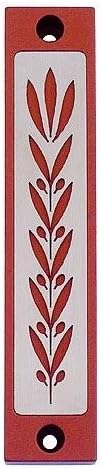 Agayof Wheat and Leaf Shin Mezuzah 2 x 10cm - Blue