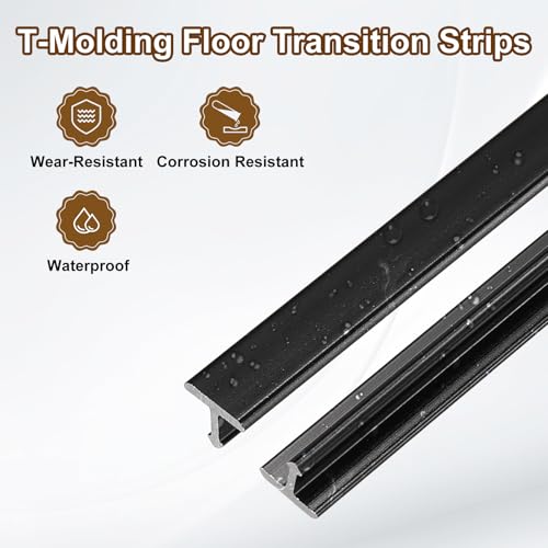 Bande de transition de sol en aluminium carrelage stratifié noir