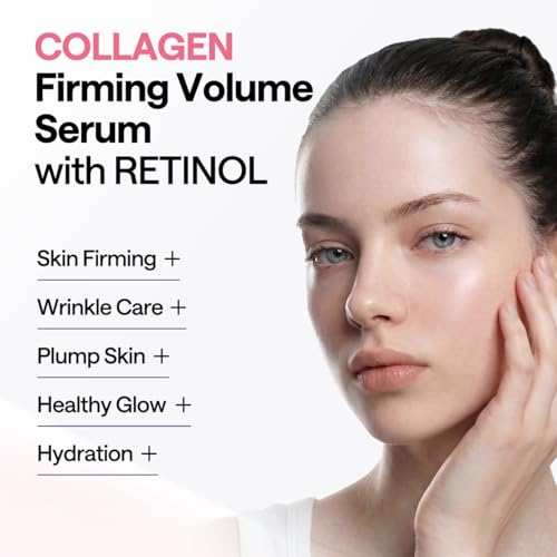 Image of MEDIHEAL Collagen Firming Volume Serum with Retinol, Face Serum for Korean Glass Skin Look with 98% Low Molecular Collagen & Retinol, Anti-Wrinkle, Pore Care, Skin Firming, Elasticity Boost, Long-Lasting Hydration Facial Serum (40ml)