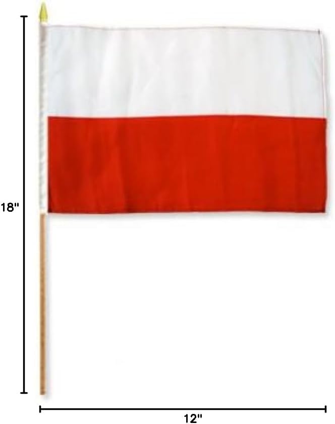 One Dozen Poland 12x18in Stick Flags.
