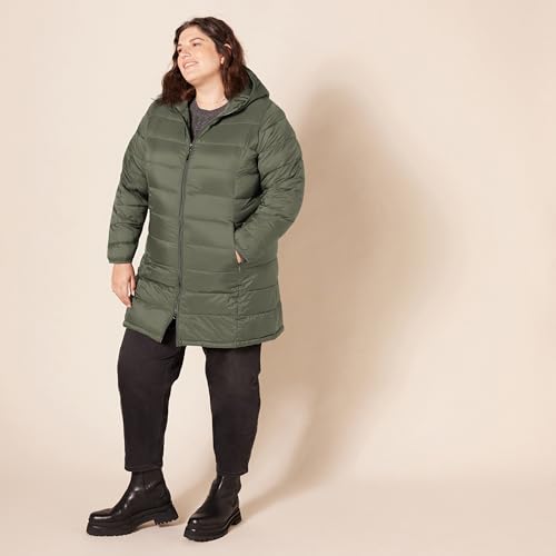 Amazon Essentials Women's Lightweight Water-Resistant Packable Puffer Coat Outerwear, -olive, Medium - image 7