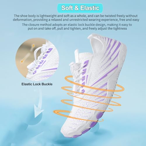 Image of Beach Water Shoes for Women Men Quick Dry Non-Slip Wide Toe Hike Barefoot Footwear for Beach Pool Aqua Swim Surf Walk