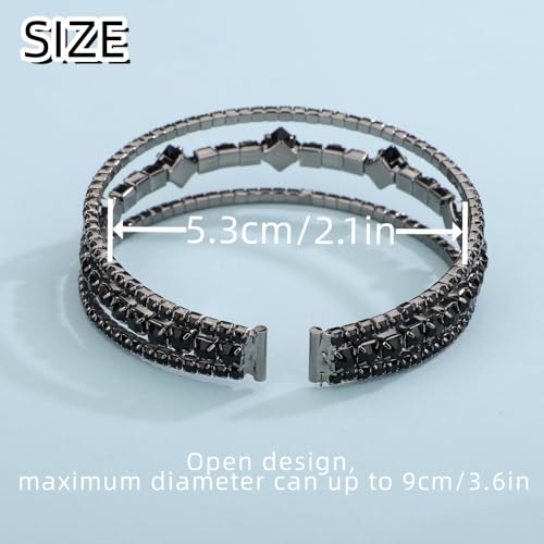 YERTTER Elegant Multi Row Crystal Pearl Cuff Rhinestone Bridals Crystal Stunning Bangle Bracelet Layered Cuff Bracelet Gift for Women Brides4