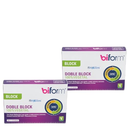 Dietisa Biform Doble Block - Pack Ahorro 2 x 30 Cápsulas - Complemento Alimenticio con H20 Slim, Nopal, Cromo y Extracto de Judía - Ayuda a Captar Grasas y a Controlar el Apetito