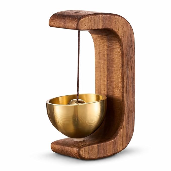 Wooden Door Chime Beech Wood Brass Bell Magnetic Doorbell for Home Shop Office Decorative Hanging Door Chime Dopamine Style Entry Alert Bell for Shopkeepers Home Entrance Wall Door Decor Brown-image-37