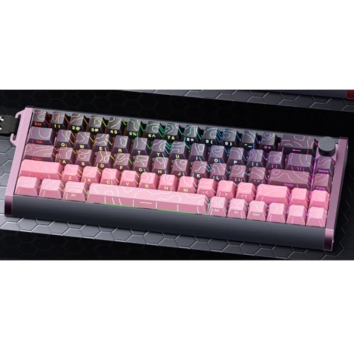 Image of MOLGRIA x SKYLOONG 60% Aluminum Gaming Keyboard, GK68 HE USB Wired Magnetic-Switch RGB Backlit Mechanical Keyboards with South-Facing Print Contour Line Keycap and Knob Multi-Layer Gasket (Blackberry)