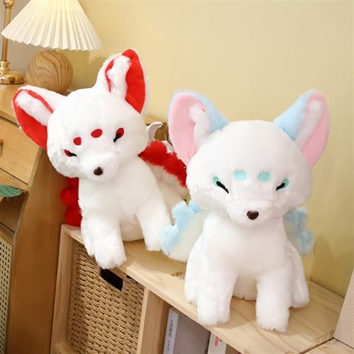 TOPLITHE Neunschwänziger Fuchs Kuscheltier, Süße Plüschtier Realistisches Süßes Kyuubi Kitsune Spielzeug for Kinder Freunde Geburtstagsgeschenke(Red)