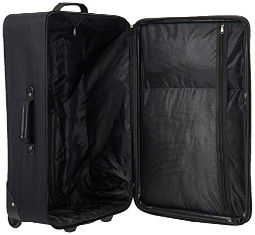 Image of Rockland Fashion Softside Upright Luggage Set, Telescoping Handles, Black Plaid, 4-Piece (14 /19 /24 /28)
