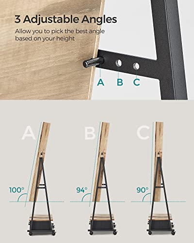 Songmics Jewelry Cabinet Floor Standing, Lockable Jewelry Organizer With High Full-Length Mirror, Bottom Drawer, Shelf, Wheels, Jewelry Armoire, Gift Idea, Toasted Oak Color And Black Ujjc004N01 #TOP6