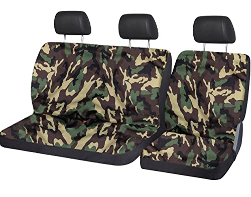 Auto Accessori Lupex   Fundas de Asiento Delantero específicas para Furgonetas de 3 plazas universales, Color Camuflaje Verde, cinturón de Seguridad bajo, 2+1 Doble e Individual, Made in Italy