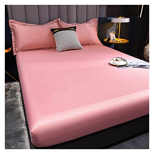 KBLDOPN Sábana Bajera elástica, Funda Protectora for colchón, Colcha de satén, Ropa de Cama, sábana de rayón, Individual, Doble, Queen, King, tamaño 90 para Cama(Picture color-06,180x200x25cm 1pc)