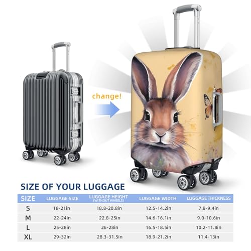 Travel Luggage Cover Rabbit and butterfly Suitcase Protector Elastic Washable Stretch Suitcase Protector Anti-Scratch Travel Suitcase Cover Fit 18-32 Inch Luggage2
