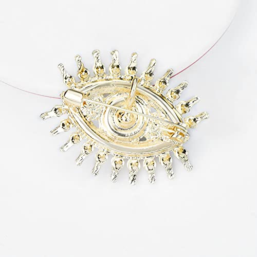 Image of Retro Evil Eye Brooch Fashion Unique Crystal Pearl Abstract Eyes Brooches Pin Badge for Women Bridal Jewelry Gift