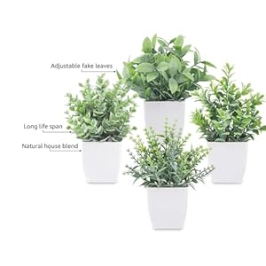 Der rose 4 pack fake plants mini artificial greenery potted plants for home decor indoor office table room farmhouse  urban country home decor