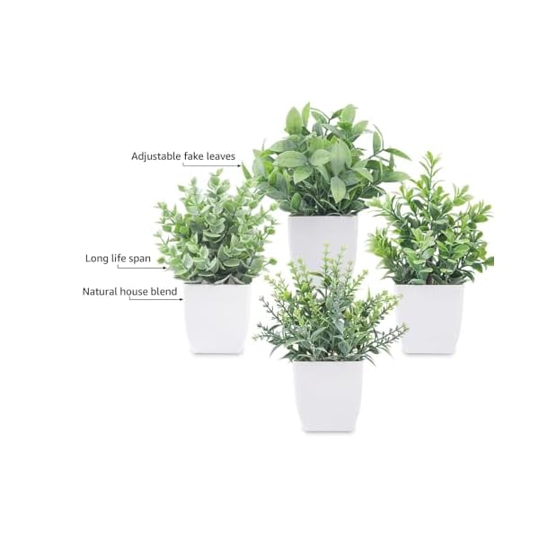Der rose 4 pack fake plants mini artificial greenery potted plants for home decor indoor office table room farmhouse  urban country home decor