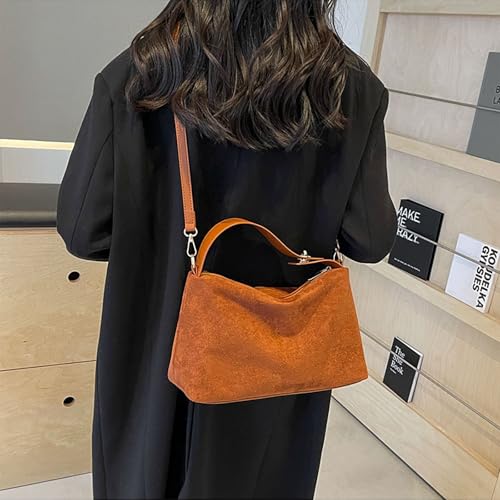 Suede Bags for Women Retro Slouchy Shoulder Bag Satchel Purses Crossbody Hobo Handbags4