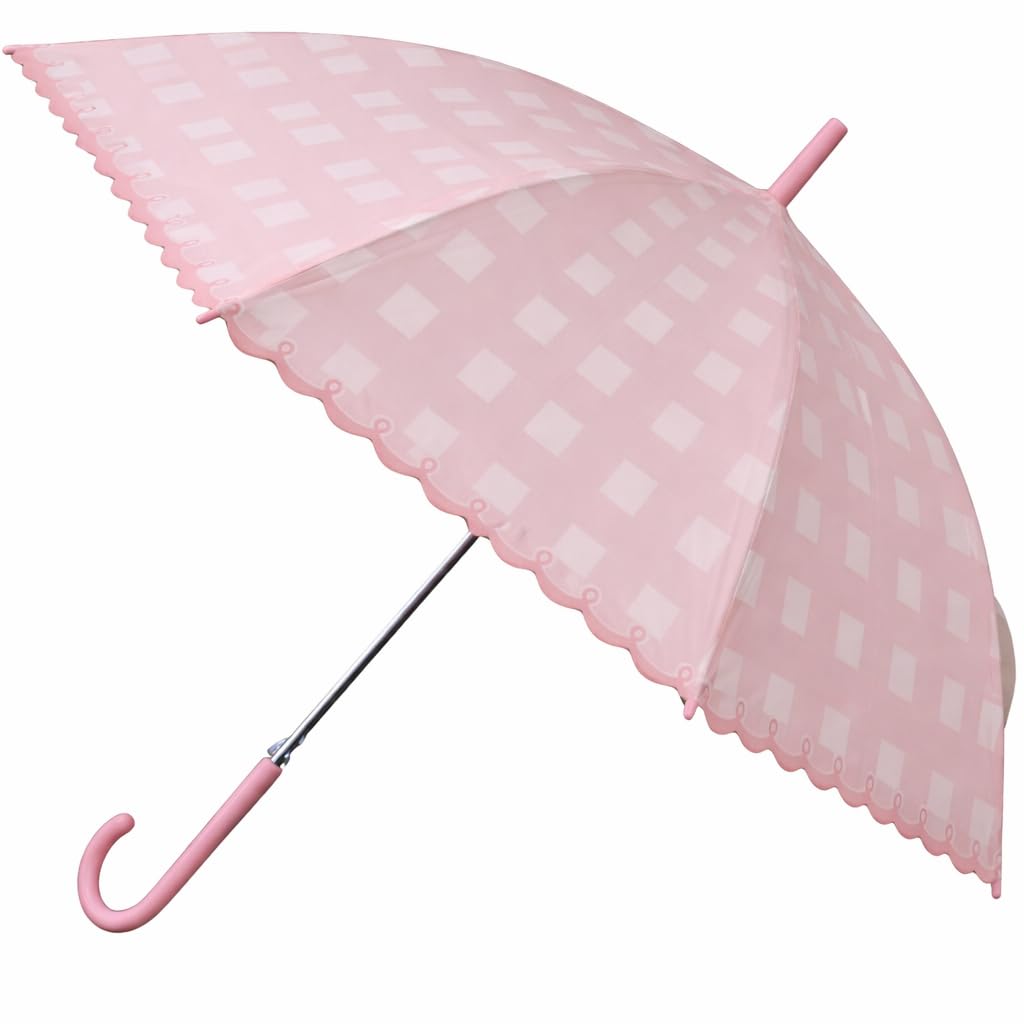Kids Umbrella for Girls & Boys – Cute Scalloped Edge Checkered Rain Umbrella, Lightweight Windproof Child Umbrella with J Handle, Toddler & Kids Rain Gear (Pastel Green)-image-43