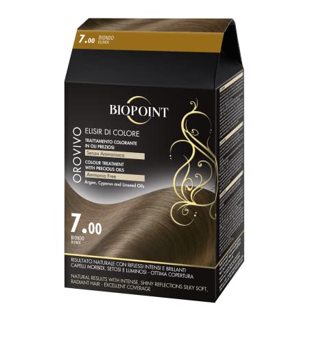 Biopoint Orovivo - Elisir di Colore, Set Tinta Capelli in Olio Senza Ammoniaca, Azione Nutriente e Illuminante, Dona un Colore Intenso e Brillante, 142 ml