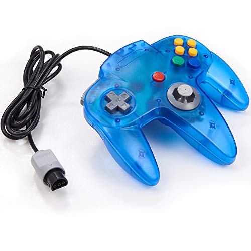 Image of KIWITATA 2 Pack Retro Wired N64 Remote Joystick Replacement Controller for Original N64 System Console Transparent Blue+Green