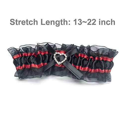 Proyearn Lace Wedding Garter Belts For Bride, Women Garter Set For Wedding Prom, Stretchable Lace Leg Rings For Women (B. Black & Red) #TOP4
