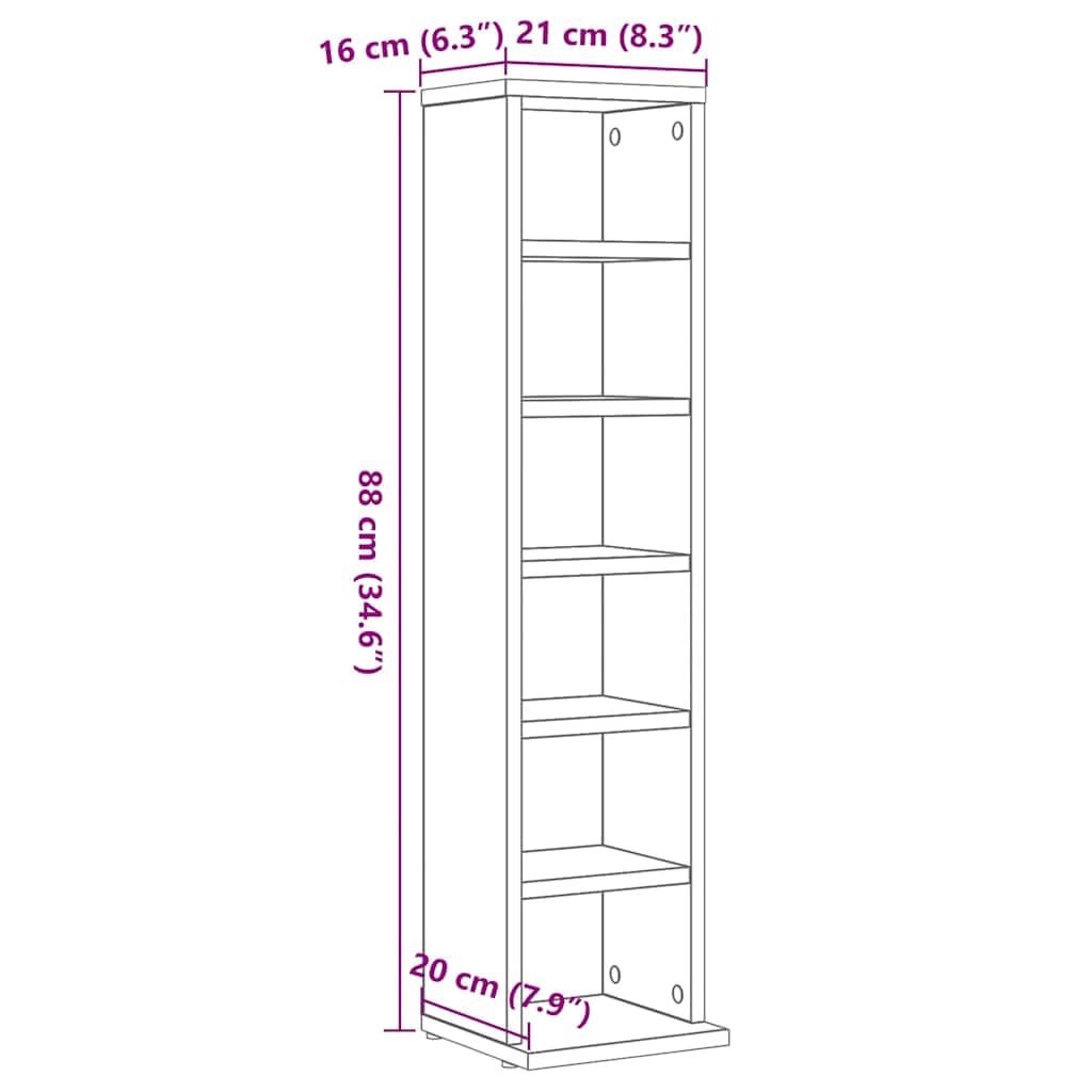 Mobile Porta CD Rovere Nero 21x20x88 cm in Legno Multistrato,Mobili,Armadietti e portaoggetti,Scaffali e armadietti per Supporti multimediali-862421