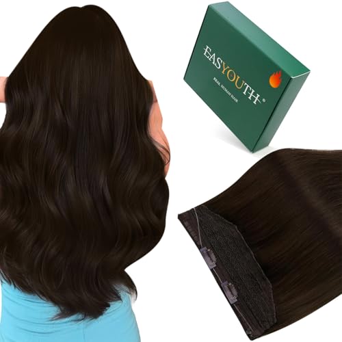 Easyouth Invisible Wire Hair Extensions Dark Brown Human Hair Wire
