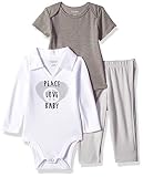 Hanes Baby-Boys Zippin Broek met korte en lange mouwen Polo Bodysuits Set, Grijs Plezier, 6-12 Maanden