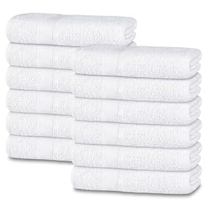White Classic 12-Pack Cotton Face Towels, 100% Ring Spun Cotton, Ultra Soft Absorbent Spa Towels for Bathroom, Kitchen and Face Cleaning