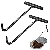 2 Stück Kanaldeckelheber, 30 cm Gullideckel Haken aus Stahlstangen, schachtdeckelheberT-förmiger Schachtdeckelhaken, Entlade- und Zughaken, Kanalhaken für Schachtabdeckung, Kanaldeckel, Schwarz