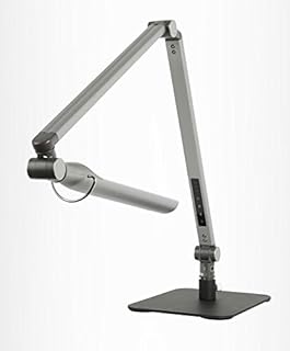 Softech - Natural Ultra Bright Light LED Lamp with Swiveling Head & Base Type (3 Lighting Modes, 5-Level Dimmer, Touch-Sensitive Control Panel, USB Charging Port, Mobile Device Charger) (Silver)