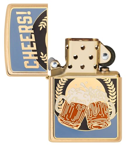 Mechero Zippo resistente al viento de latón con diseño de cerveza 5