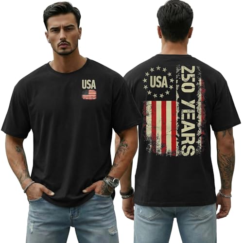 EYWEKY 250 Anniversary USA Shirt Men 4th of July Independence Day America 250th Merchandise American 250 Years Shirts