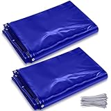 Vincreem 2 Pcs Welding Curtain Safety Blue Transparent Welding Screen with Fixed Belt for the Stand of 6 x 8ft Fireproof Resistant Insulation for Welding Arc Light UV and Blue Light Protection