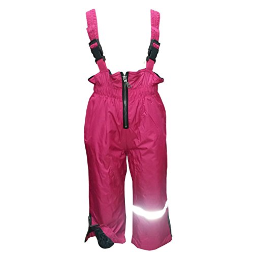Outburst - Baby Mädchen Regenhose Matschhose Skihose Latzhose Fleecefutter wasserundurchlässig, pink,Größe 122