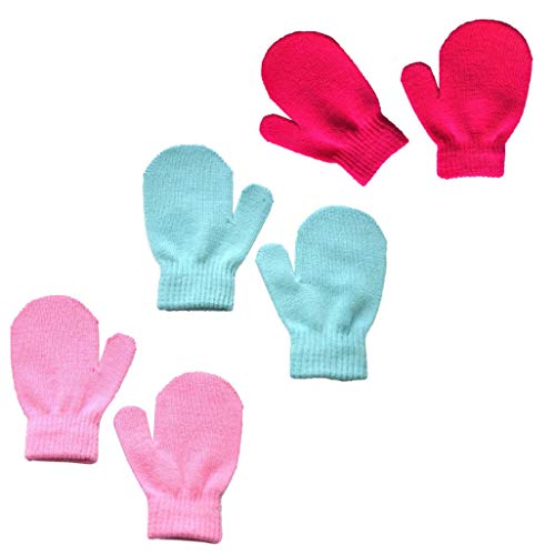 Preisvergleich Produktbild Kinderhandschuhe 3 Paar einfarbige Handschuhe, Handschuhe, Strickhandschuhe, warme Herbst- und Winterhandschuhe, Outdoor-Sportschutzwerkzeuge, geeignet für Kinder unter 4 Jahren (A)