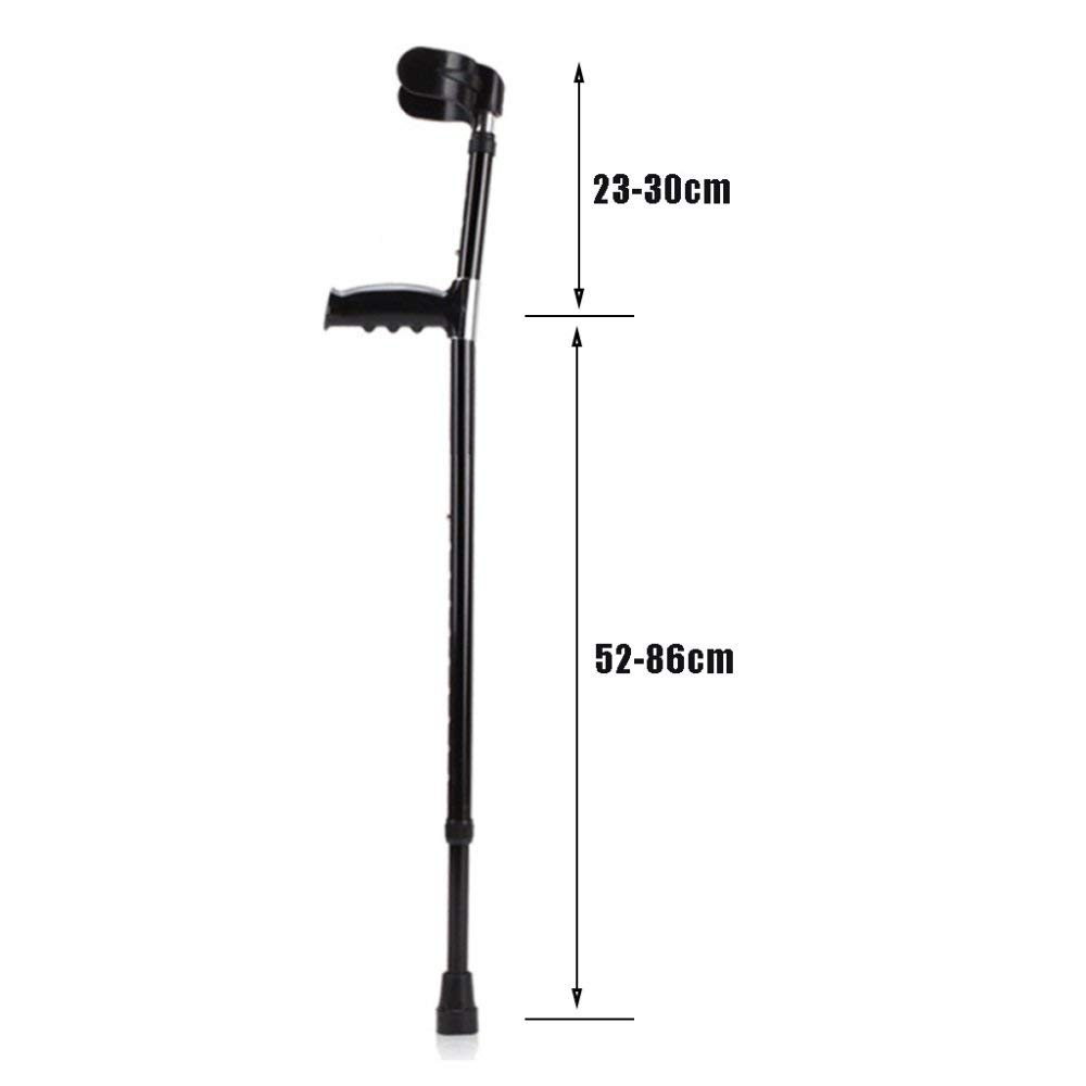 Muletas de codo de aleación de aluminio para soporte de antebrazo, ayuda ligera para caminar para fracturas y discapacidades, cómodo diseño de axilas, color gris