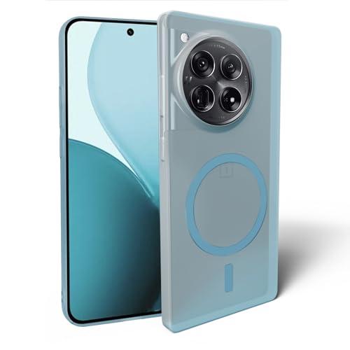 Image of Back Cover for OnePlus 12 5G Frosted Translucent Hard Back | Only Compatible with Wireless Magnetic Accessories | Thin and Slim Magnetic Back Cover (Blue)