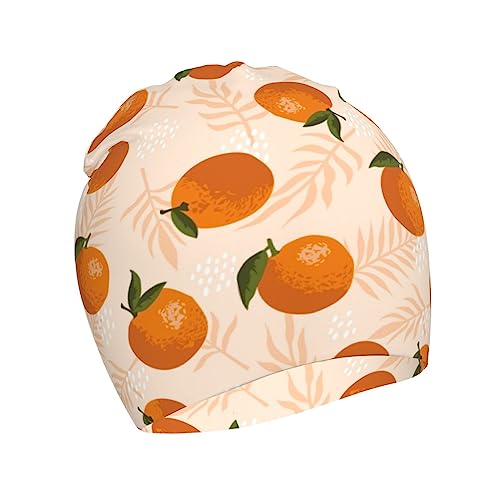 Rqzwdq Fruit of Oranges and Leaves Pattern Kids Beanie Hats Warm Knit Beanie Cap Skull Caps Gifts Decor for Boys Girls
