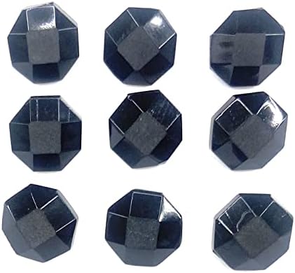 9 Jet Glass Shiny Black Buttons Hexagon Style Faceted Set 3/8'' 12mm for ,Blouses , Shirts Etc