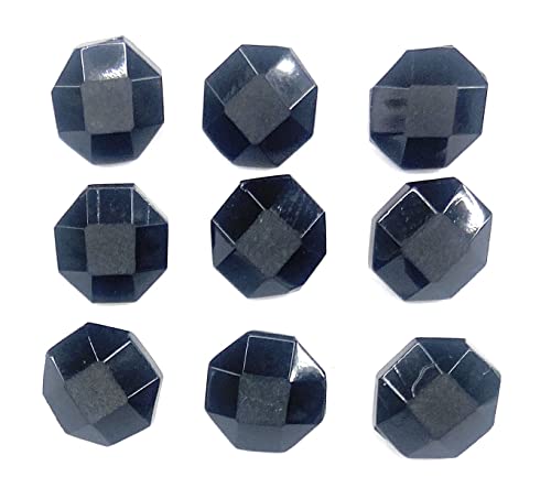 9 Jet Glass Shiny Black Buttons Hexagon Style Faceted Set 3/8'' 12Mm For ,Blouses , Shirts Etc #TOP3