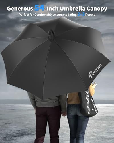 Image of ANYCHO Umbrella for Men - 54 Inch Big Size Umbrella with Waterproof Jacket