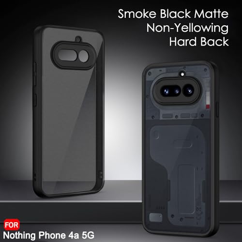 Image of TheGiftKart Hybrid Shockproof Back Cover Case for Nothing Phone 4a 5G | Hard Back Cover Case for Nothing Phone 4a 5G (PC & TPU, Translucent Smoke Matte Back, Black Sides)