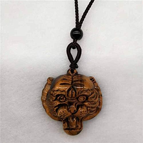 Colgante de Piedra De Ojo De Tigre Natural Hecho A Mano Collar De Colgantes Cabeza Tigre De Oro para Mujeres Hombres Colgantes J