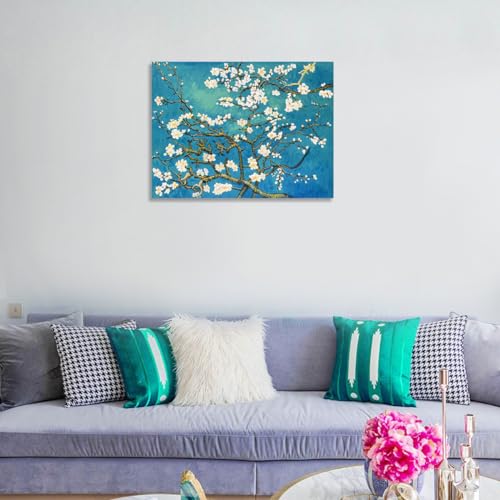 Fokenzary Hand Painted Oil Painting on Canvas Vincent Van Gogh Classical Irises Reproduction Wall Decor Framed Ready to Hang