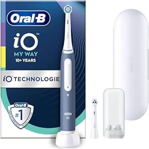 Oral-B iO My Way Elektrische Zahnbürste Kinder — Electric Toothbrush für Kinder ab 10 Jahren, Inkl. 1 Aufsteckbürste, Reise-etui und 4 Putzmodi für Zahnpflege, Designed by Braun — Blau