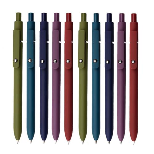 Fallover 10Pcs Gel Pens, 0.5mm Black Ink Retractable Fine Point Smooth Writing Pens, Aesthetic Office School Supplies, Desk Accessories Nursing Pen for Journaling Note Taking, Gifts(Vintage)